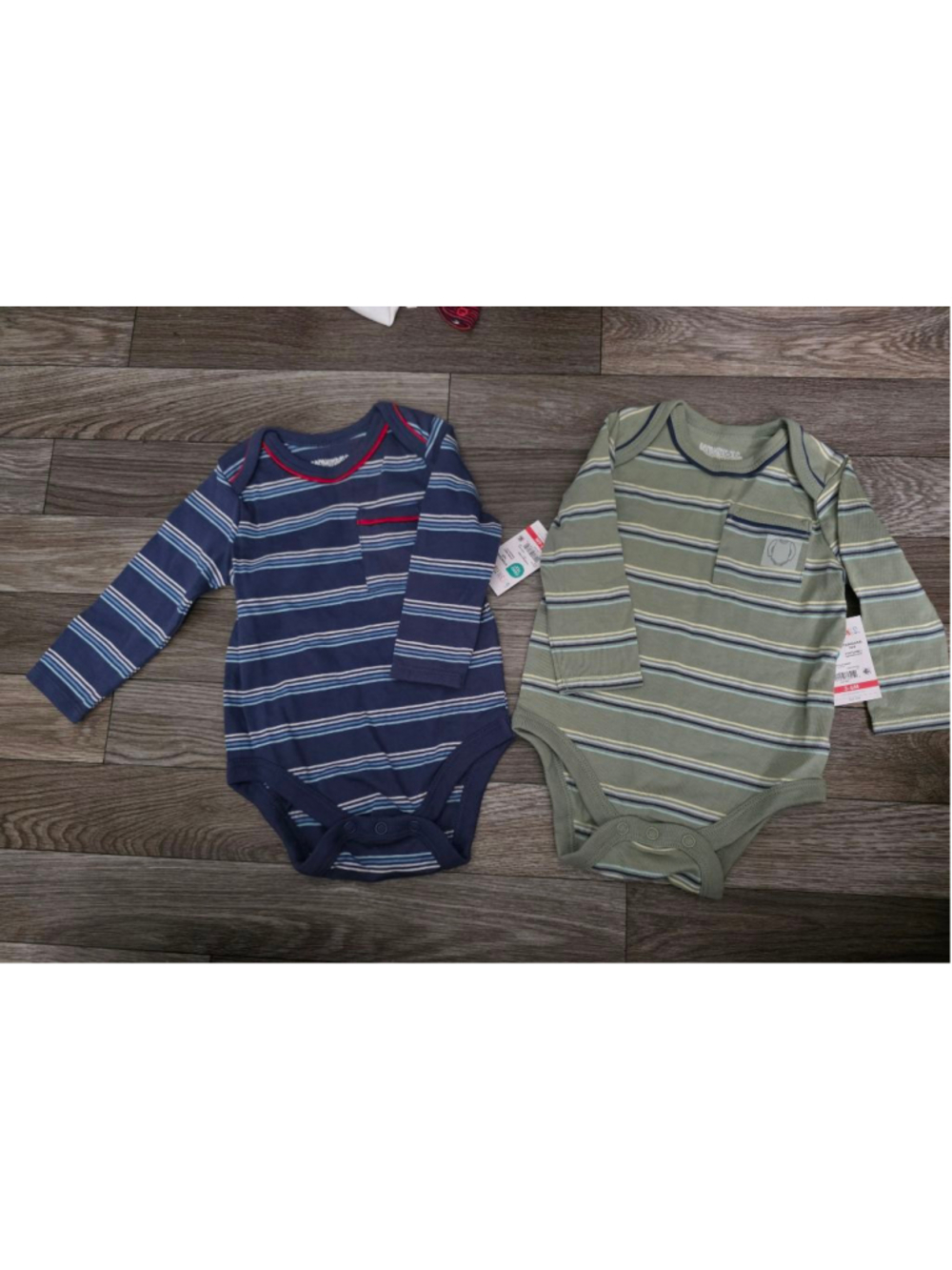 Baby Garanimals Bodysuits 3-6 Months Blue Green Striped 2-Pack
